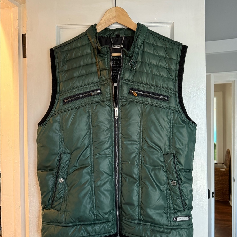 Guess Down Filled Green Quilted Vest
